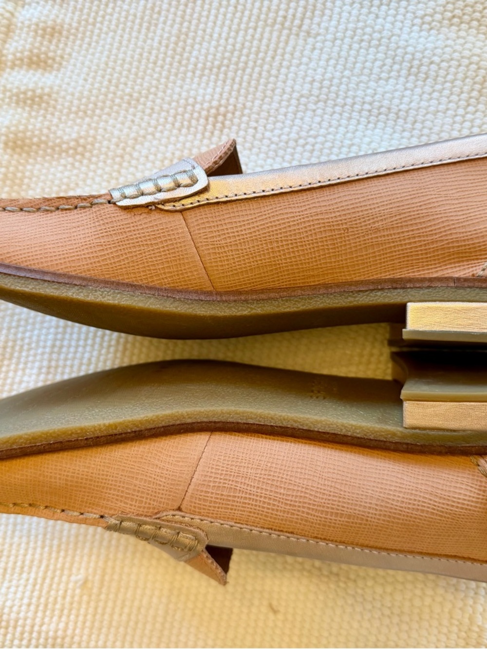 Sperry Blush Pink and Metallic Silver Penny Loafers - Picture 2 of 4